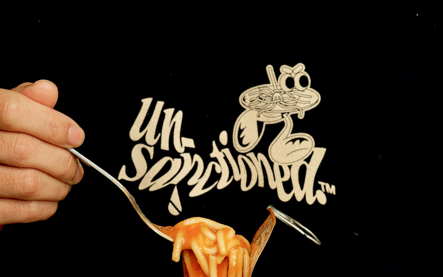 \\_UN-Essential L/S Tee "Pasta" [black/cream]